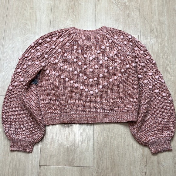 THE GREAT. Pink Marled Bobble Cardigan Sweater Savanna Rose, Small 1361 - Picture 7 of 11
